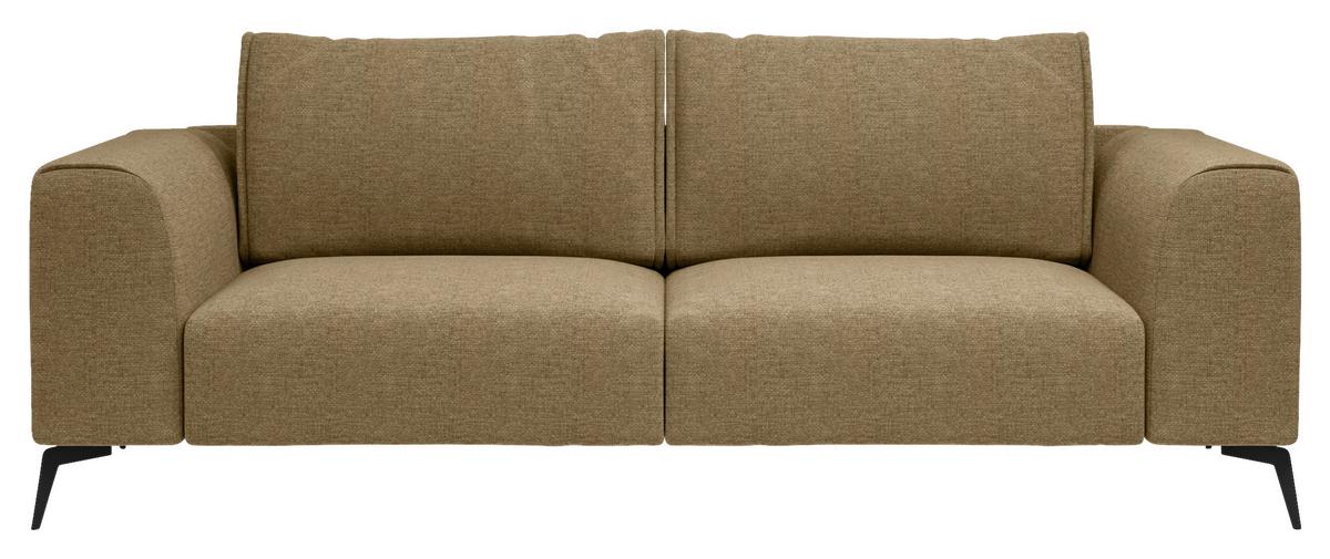 3-sitzer-sofa Seul Beige - Goldfarben/Schwarz, Design, Holz/Textil (246/87/88cm) - MID.YOU