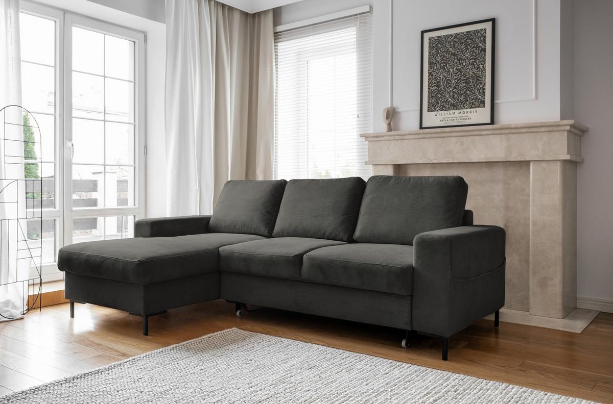 Ecksofa Lofty Lilly Grau S: 148x236cm - Schwarz/Grau, MODERN, Textil (148/236cm) - MID.YOU