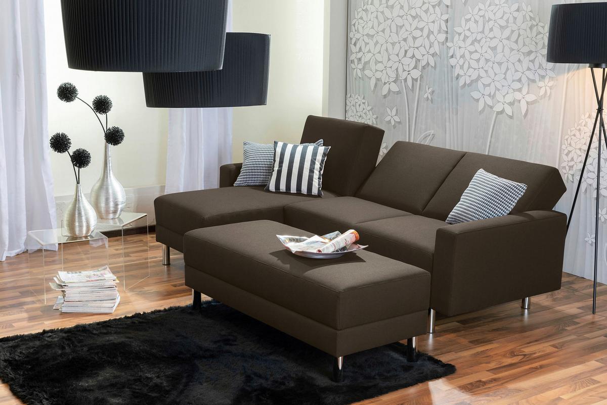 Ecksofa mit Schlaffunktion Just Fashion Braun - Chromfarben/Braun, KONVENTIONELL, Textil (152/230cm) - Max Winzer