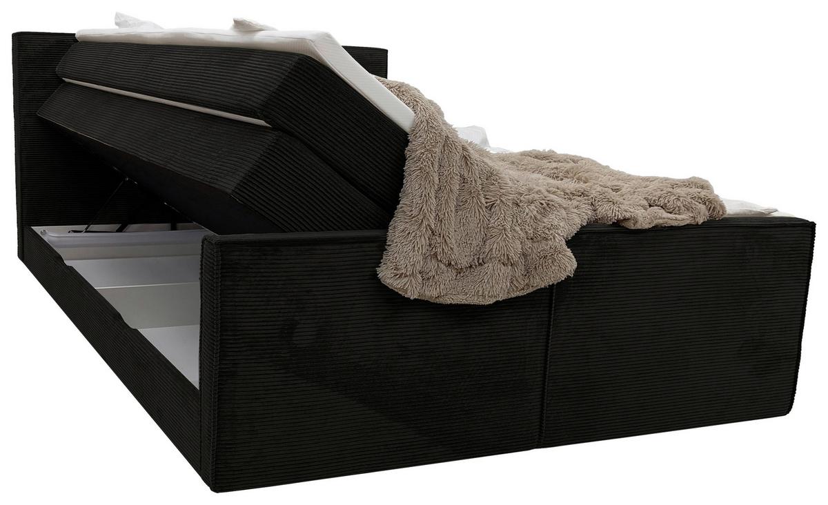 Boxspringbett Rodi Schwarz Lf: 160x200 cm - Schwarz, MODERN, Textil (160/200cm) - Livetastic