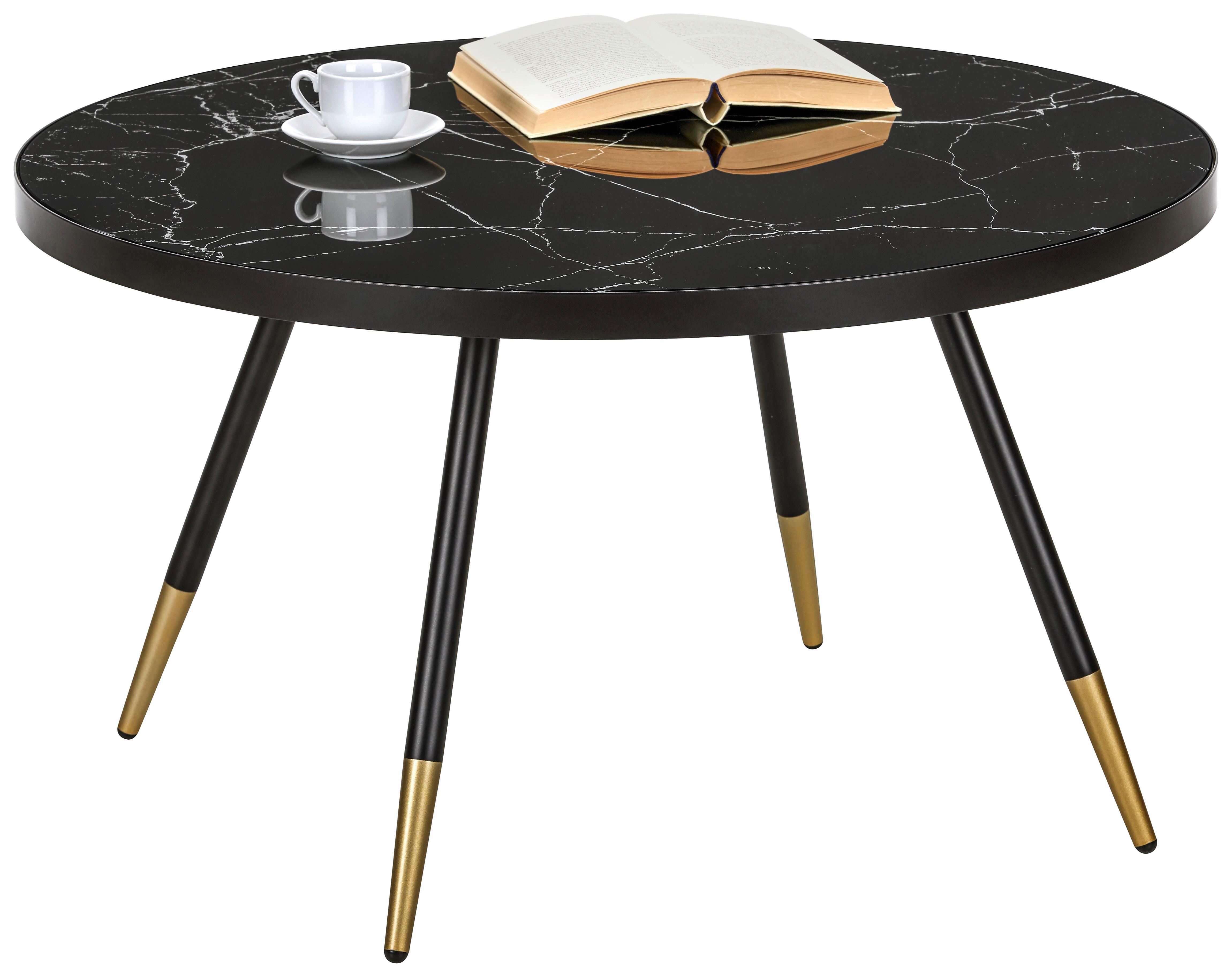 Konferenční stolek černá/zlatá P:80cm - měděné barvy/černá, Moderní, kov/sklo (80/80/45cm) - Mömax