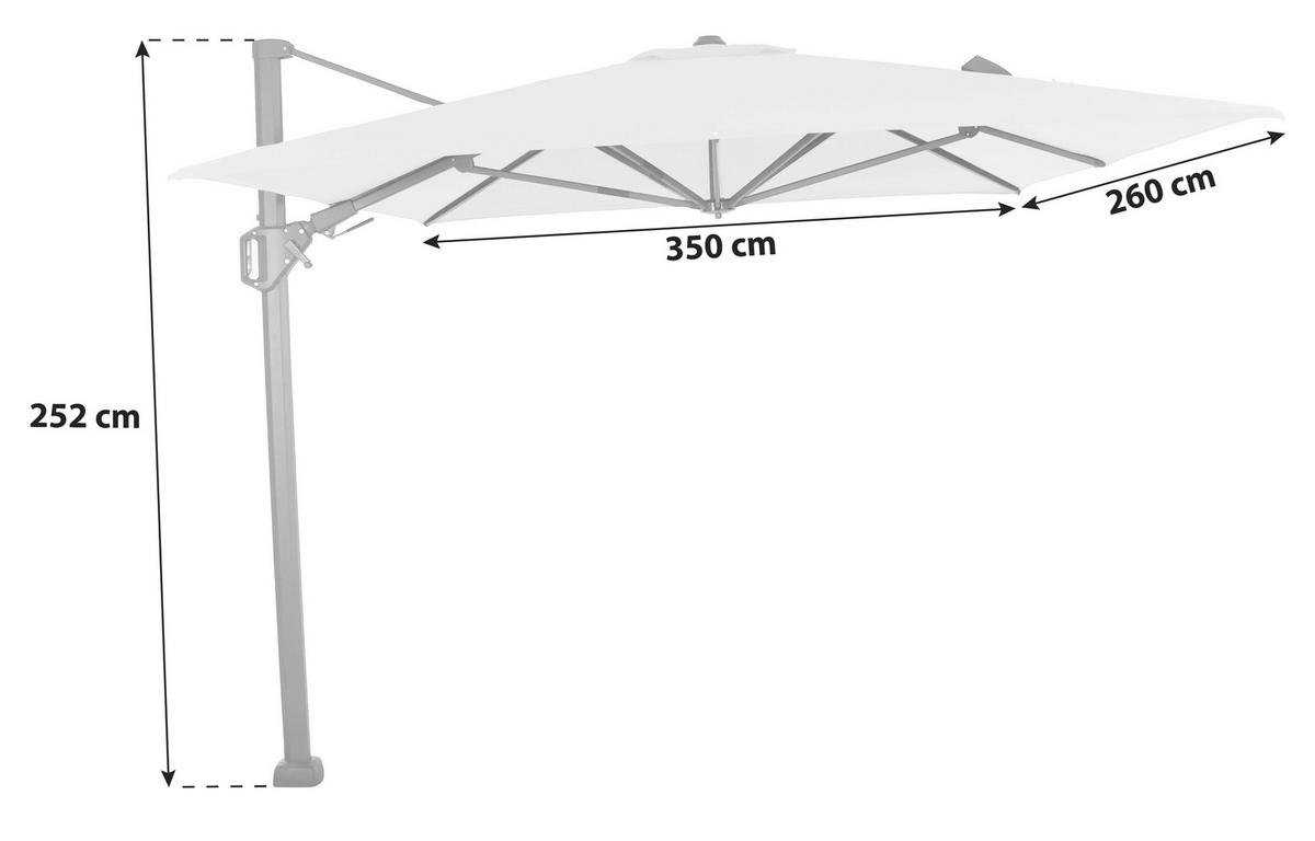 Ampelschirm Sunset N+ BxHxT 350x 252x260 cm Anthrazit/Grau - Anthrazit/Grau, KONVENTIONELL, Textil/Metall (350/260cm) - Siena Garden