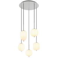 Hängeleuchte Exkl. 5xe14, 40w - Opal/Nickelfarben, Basics, Glas/Metall (57,5/150cm) - Globo