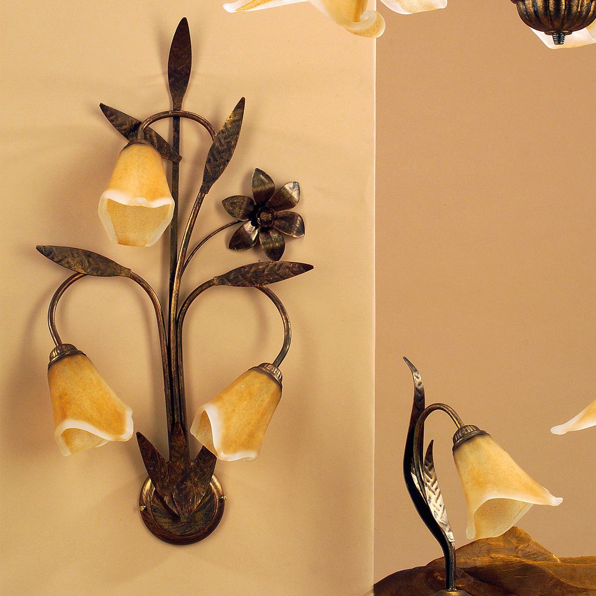 Wandleuchte 4230/ap3 - Bronzefarben, KONVENTIONELL, Glas/Metall (40/24/70cm)