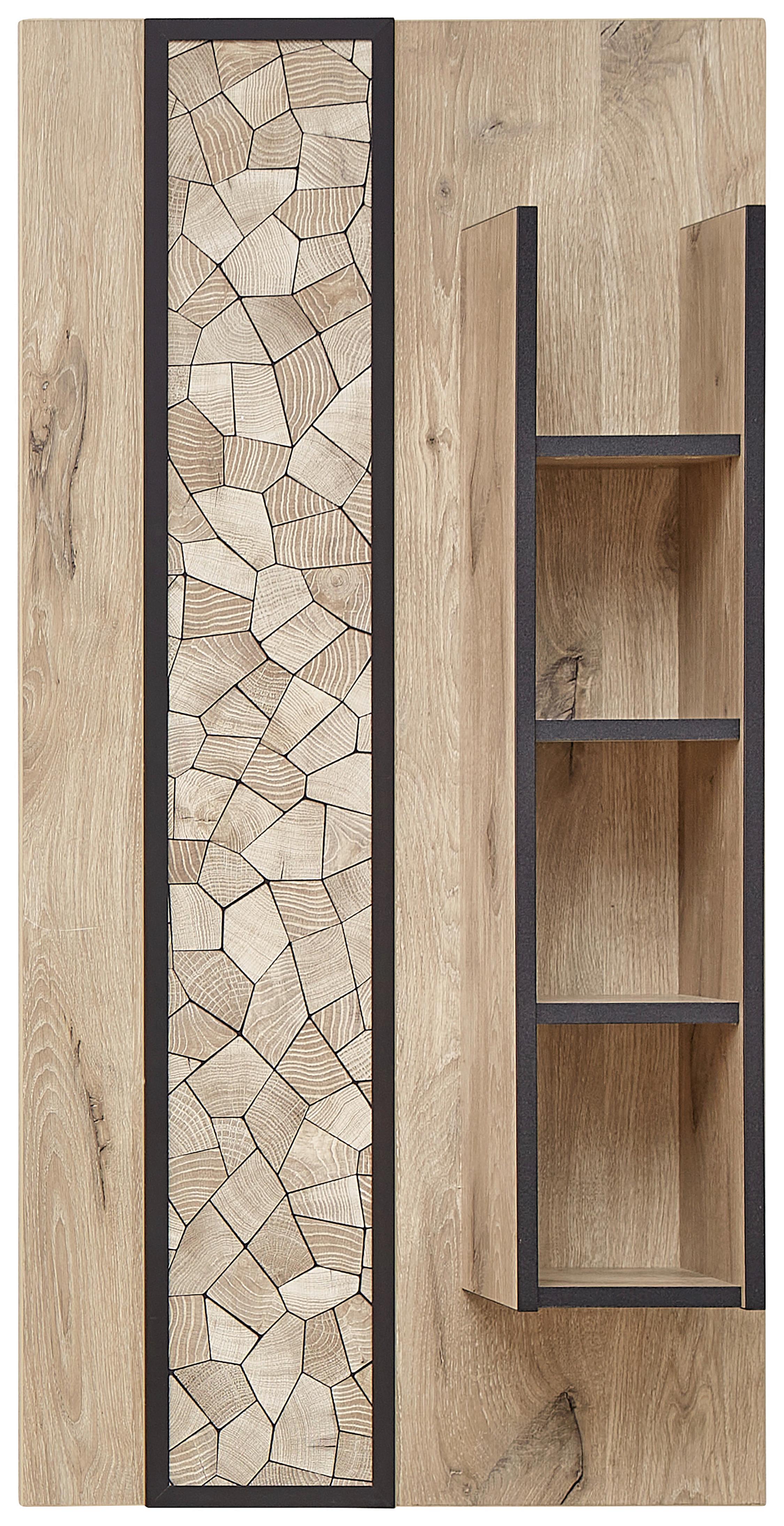 WANDREGAL RUBEN - Eichefarben/Schwarz, KONVENTIONELL, Holzwerkstoff (60/120/20cm) - Livetastic