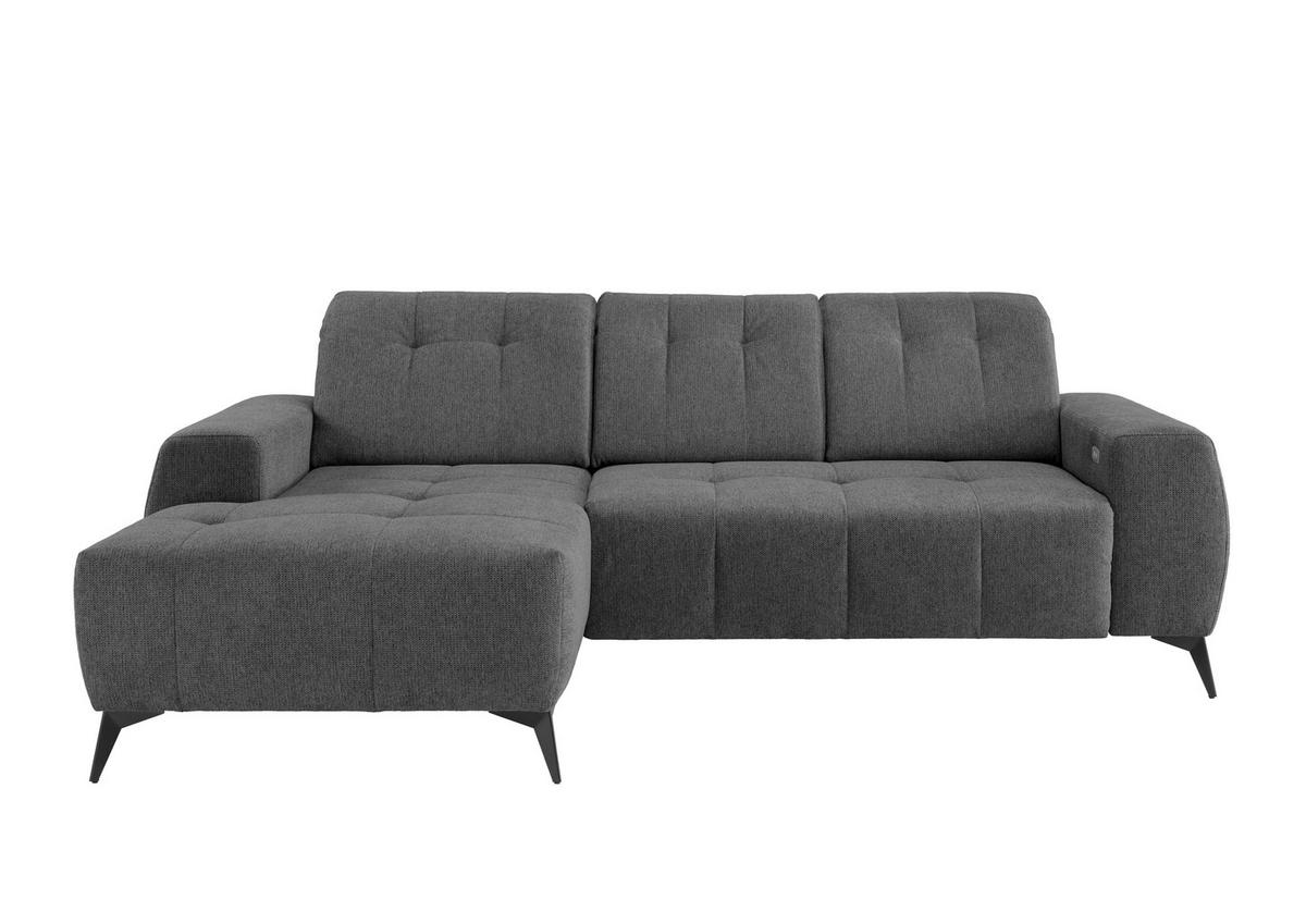 Ecksofa mit USB Anschluss Sano, Anthrazit, S: 180x258 cm - Anthrazit/Schwarz, MODERN, Textil (180/258cm) - Livetastic