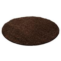 Hochflor Teppich Braun Life Rund Ø 200 cm - Braun, KONVENTIONELL, Textil (200cm) - Novel