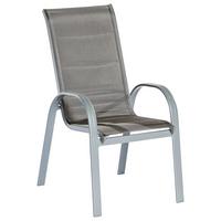 Gartensessel Stapelbar Amalfi Di Lusso Metall/textil - Silberfarben/Braun, KONVENTIONELL, Textil/Metall (56,5/104/77cm) - Gardenson