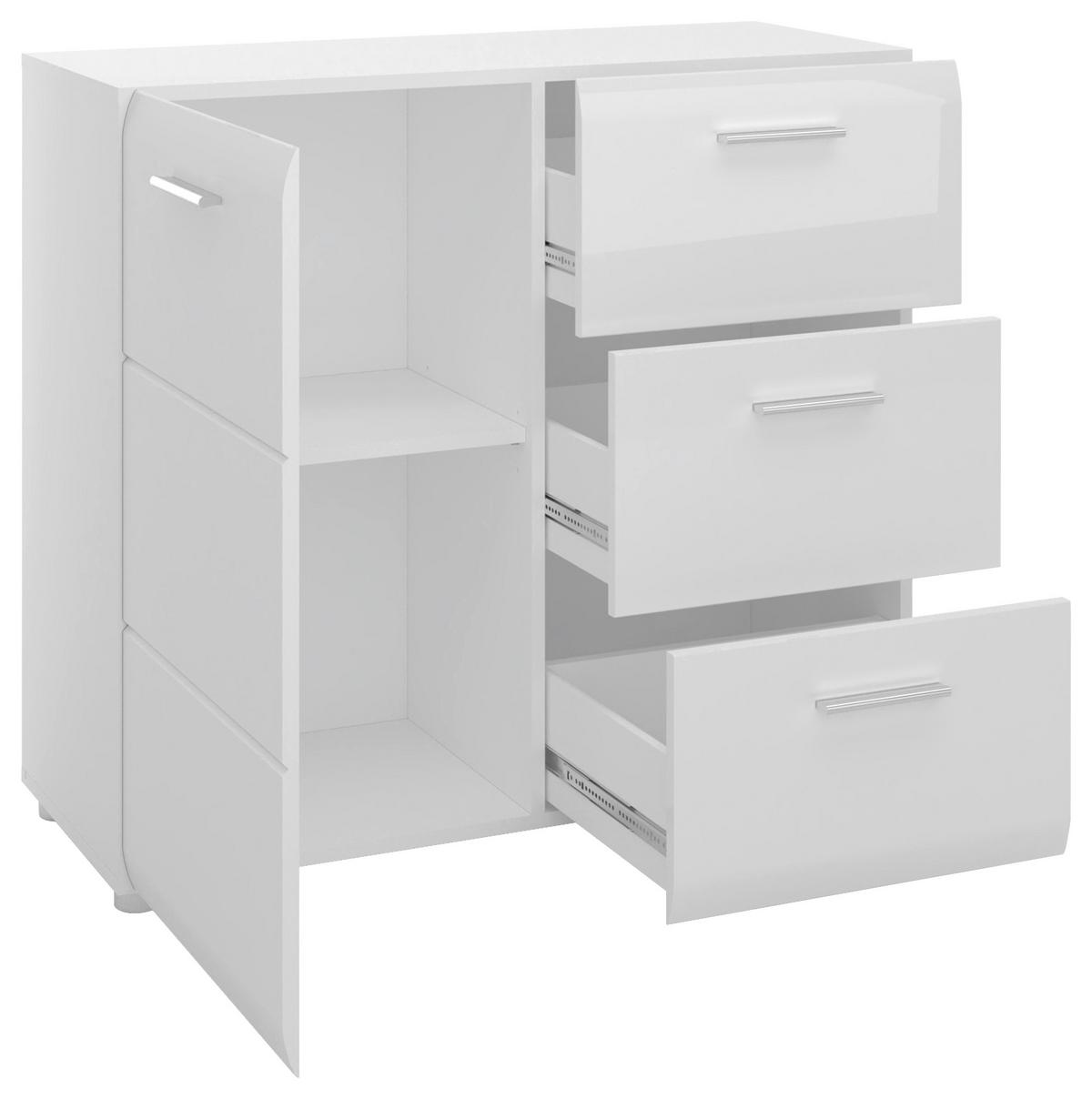 Kommode Merano Weiß B:  95,9 cm - Schwarz, MODERN, Holzwerkstoff (95,9/86/39cm) - Modern Living