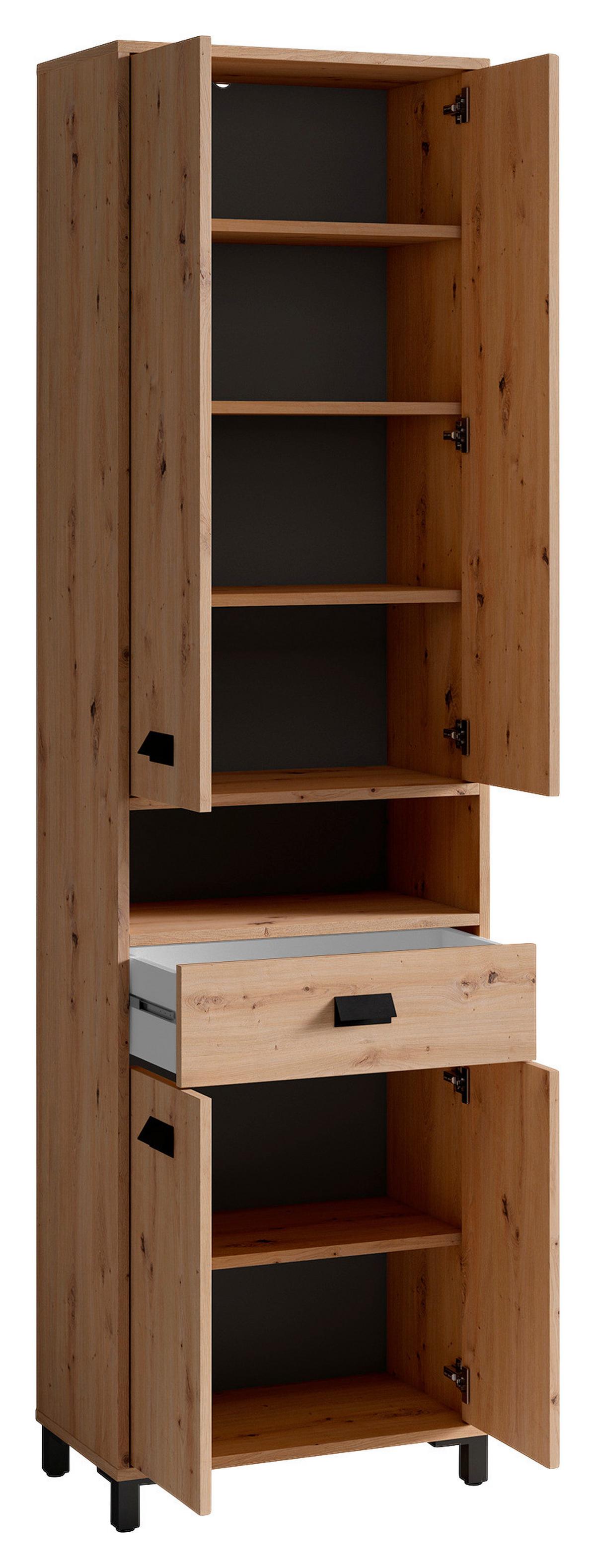 Badezimmer Wellness Eiche Artisan/Schwarz B: 194,5 cm - Schwarz/Eiche Artisan, MODERN, Holzwerkstoff/Kunststoff (194,5cm) - MID.YOU