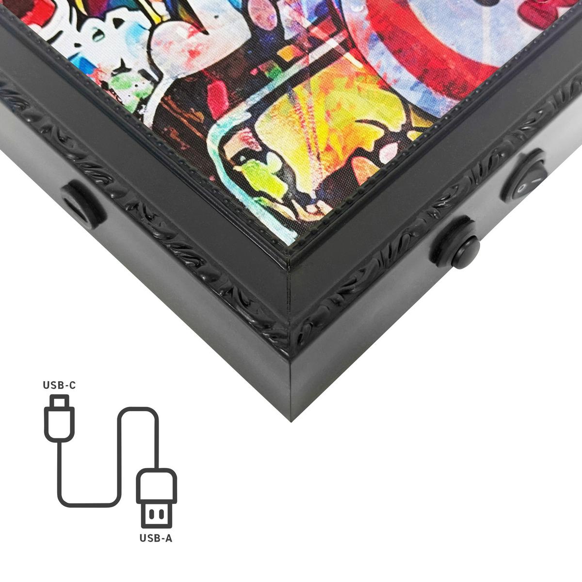 LED-Bild Neon Black Modern Kiss - Multicolor/Schwarz, Basics, Holzwerkstoff/Kunststoff (70/100/3,5cm)