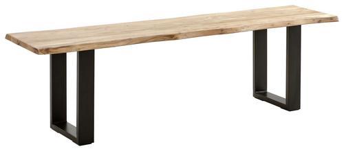 Sedací lavice z masivu RUNNER akácie 140 cm - černá/barvy akácie, Natur, kov/dřevo (140/45/42cm) - MID.YOU