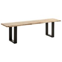 Lavice z masivu akacie RUNNER 160 cm - černá/barvy akácie, Natur, kov/dřevo (160/45/42cm) - MID.YOU