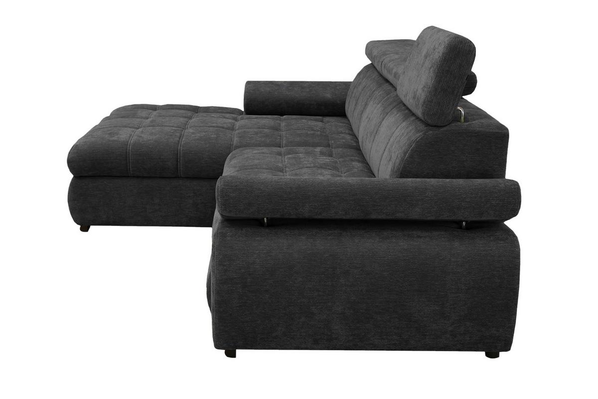 Rohová sedačka VEGAS, levá, černá žinylka - černá, Design, dřevo/textil (173/294cm)