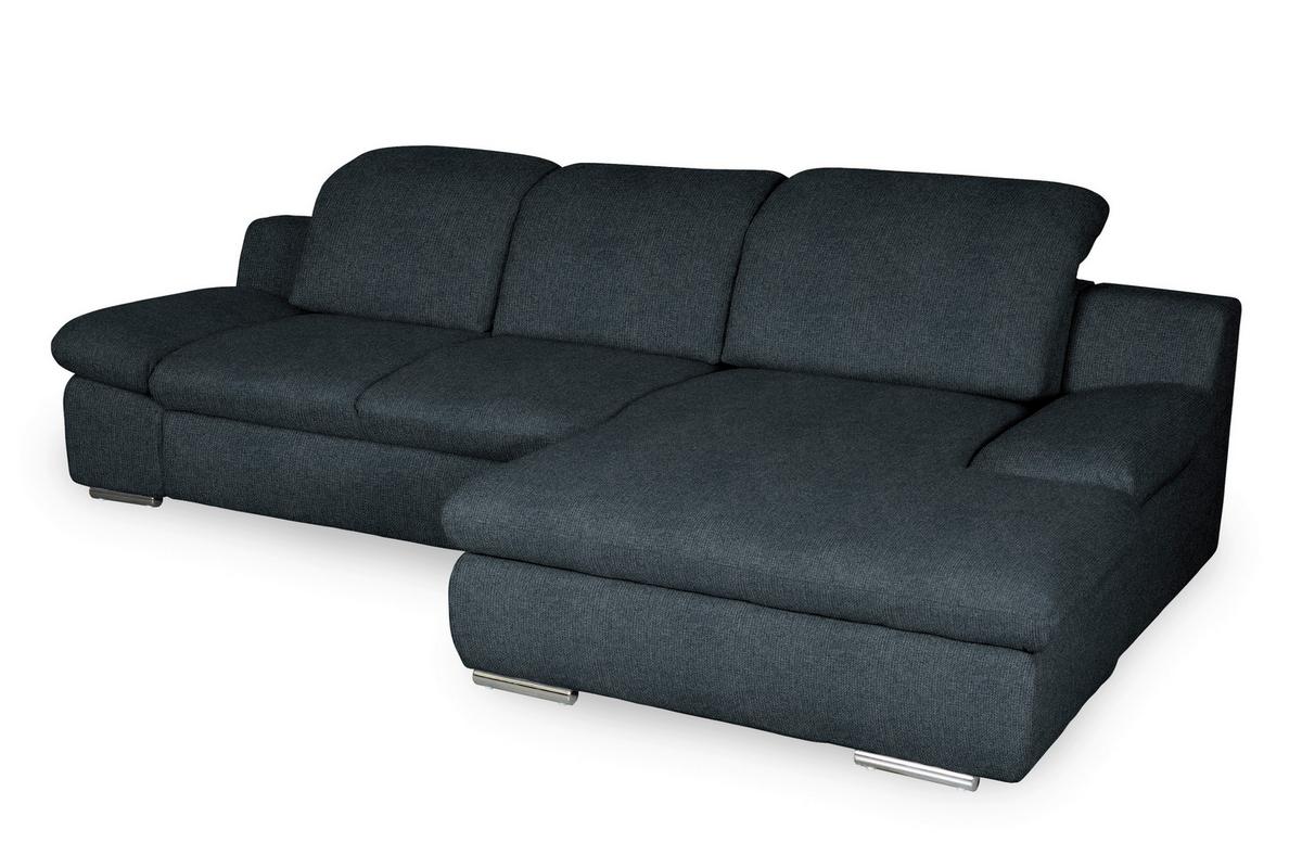 Ecksofa Isona Schwarz Chenille - Chromfarben/Schwarz, Design, Textil (286/165cm) - Livetastic