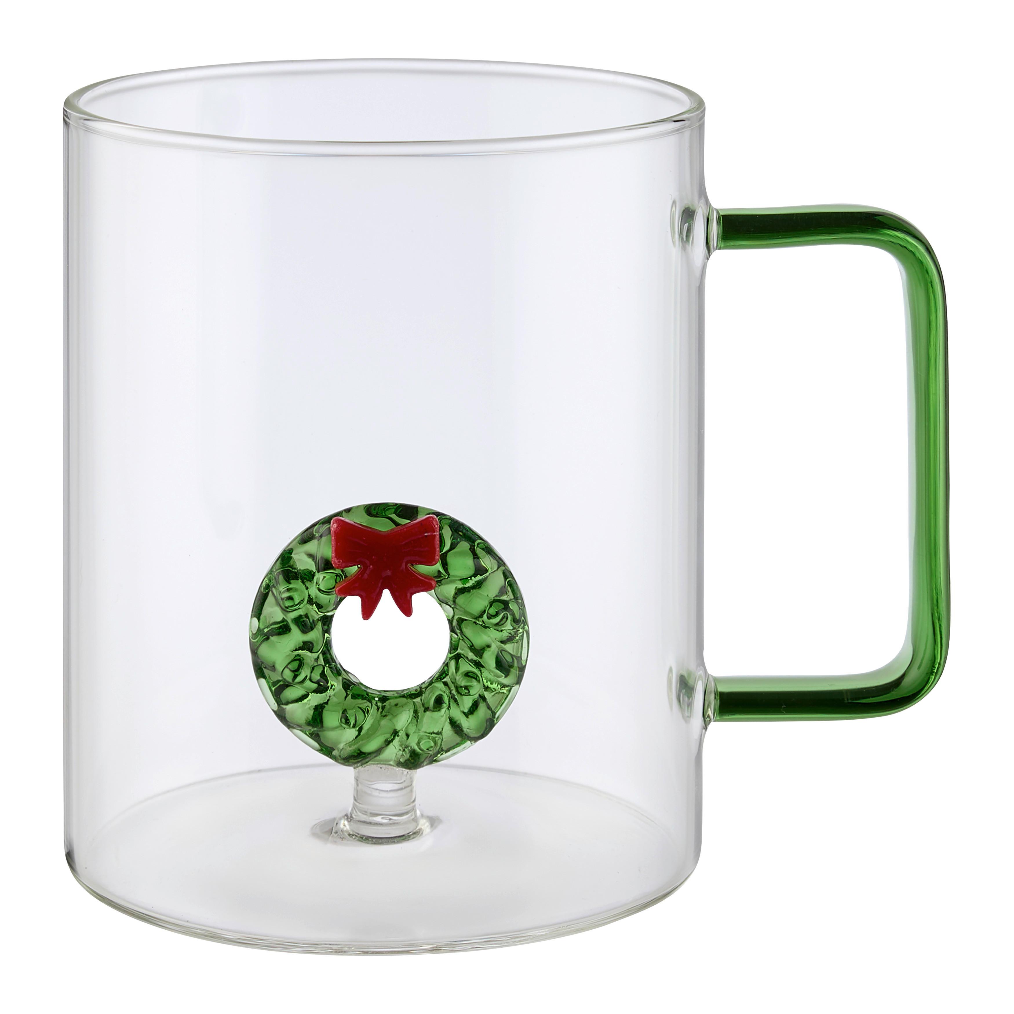 Šálek CHRISTMAS -PAZ- - průhledné/zelená, sklo (8/10cm) - Mömax