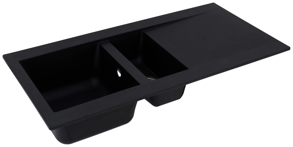 Spüle Respekta Denver Kunststein Bxt: 100x50 cm - Schwarz, Trend, Glas/Kunststoff (100/20/50cm) - Respekta