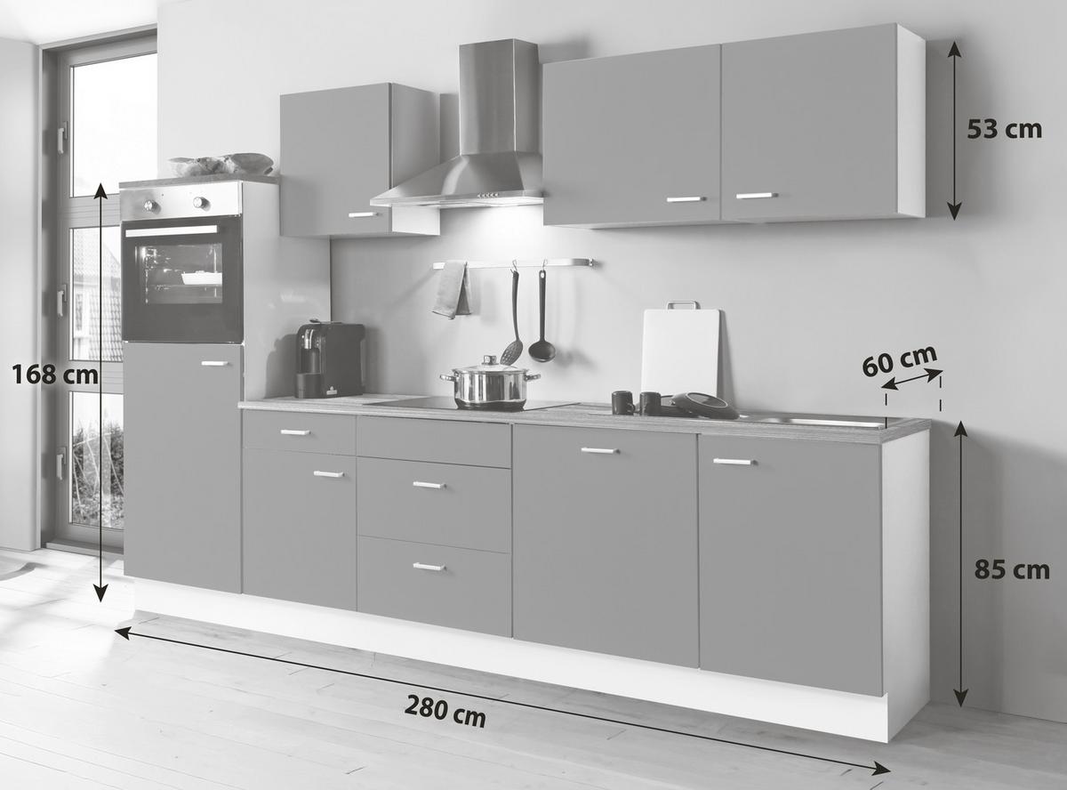 Küchenblock White-Classic - Graphitfarben/Weiß, KONVENTIONELL, Holzwerkstoff (280cm) - Menke