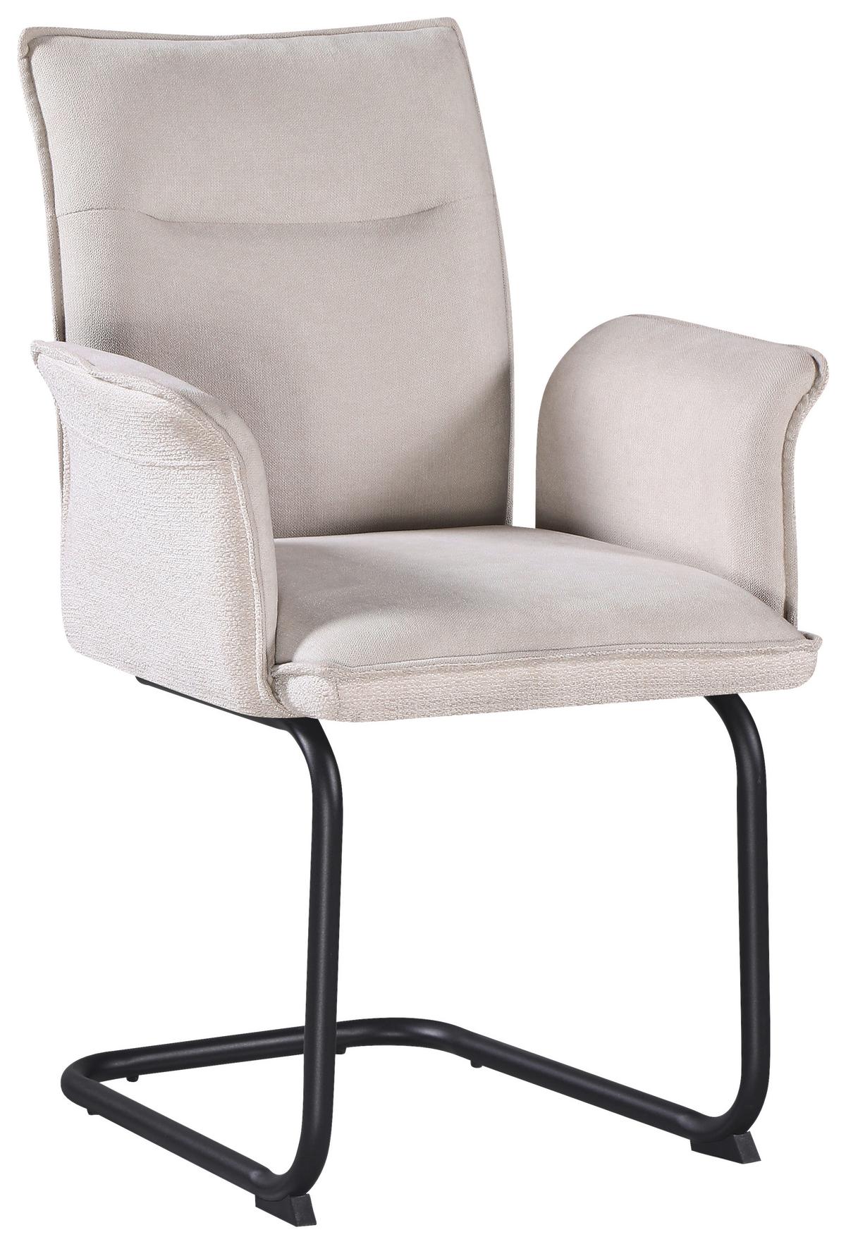 ŽIDLE S PODRUČKAMI NOVA - černá/béžová, Moderní, kov/textil (63/90/61cm) - Premium Living