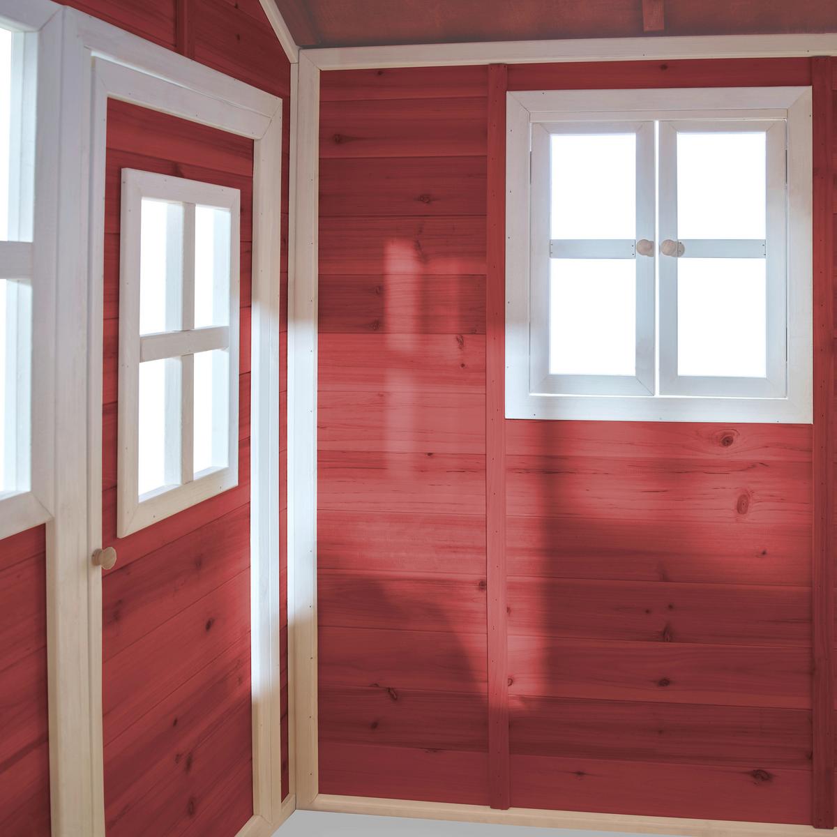 Spielhaus Holz + Wasserfestes Dach Rot Exit Loft 100 - Rot, KONVENTIONELL, Holz (149/135/159cm) - EXIT Toys