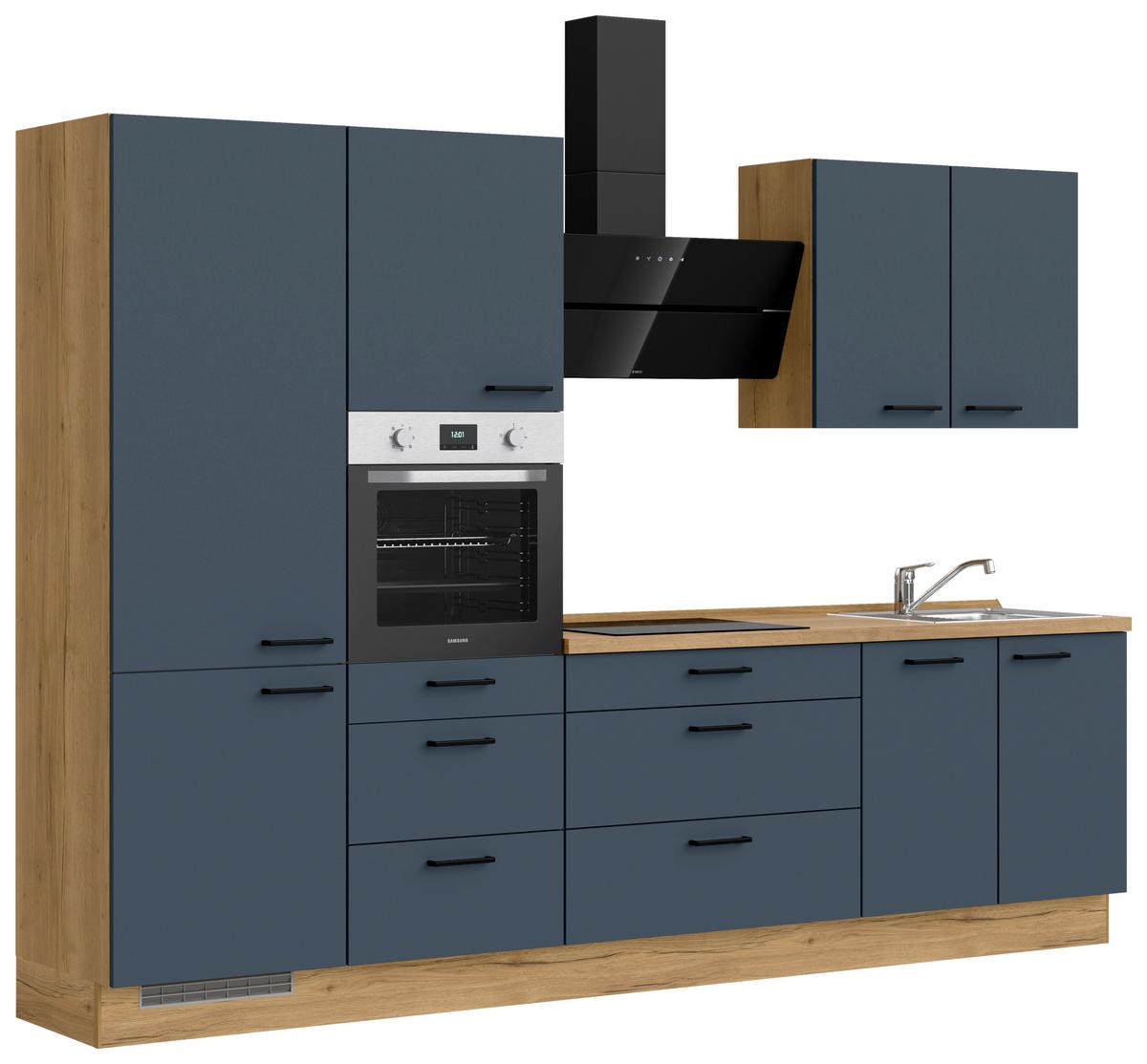 Küchenleerblock Easytouch High-Line, H4 Links - Blau/Eichefarben, MODERN, Holzwerkstoff (300cm) - Nobilia