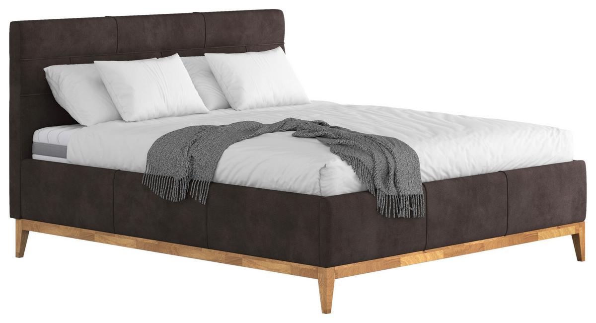 Polsterbett mit Bettkasten Jupiter 180x200 cm Dunkelbraun - Eichefarben/Dunkelbraun, MODERN, Holz/Holzwerkstoff (180/200cm) - MID.YOU
