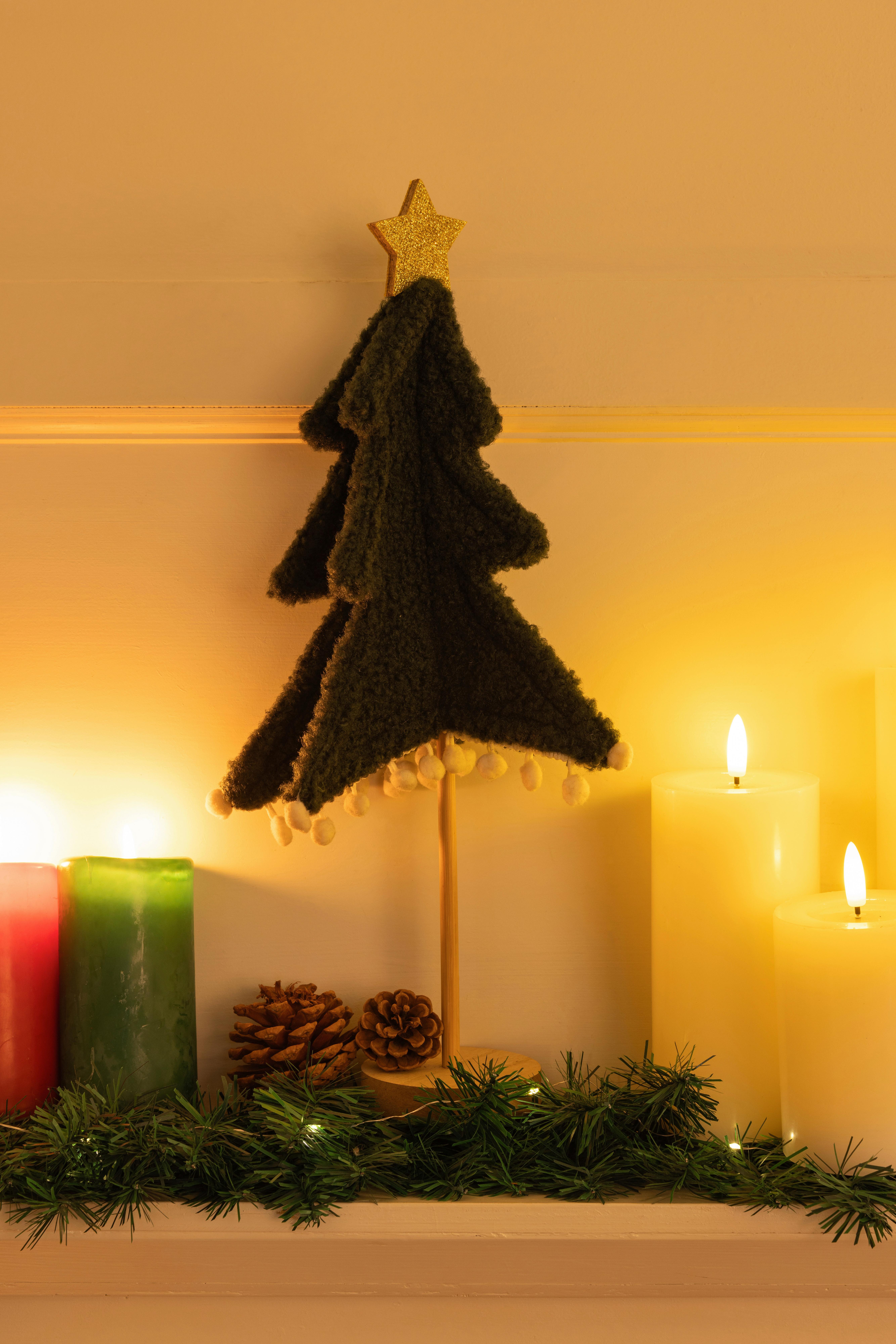 Dekoweihnachtsbaum Leyla - Goldfarben/Naturfarben, KONVENTIONELL, Holzwerkstoff/Textil (19/8/42cm) - Luca Bessoni