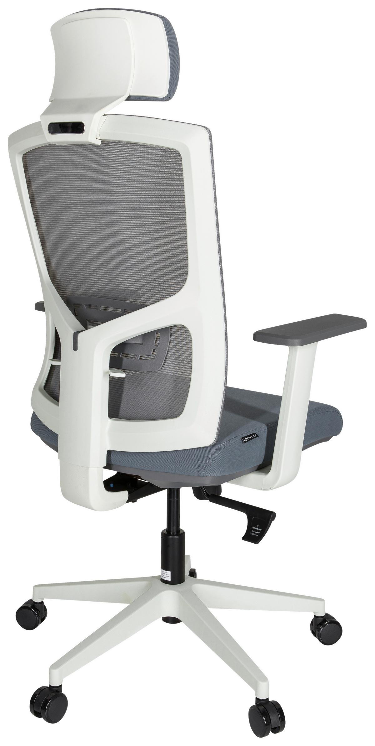 Drehstuhl Captivo Base W Armstützen Grau/Weiß Bis 120kg - Weiß/Grau, MODERN, Kunststoff/Textil (70/135/58cm) - MID.YOU