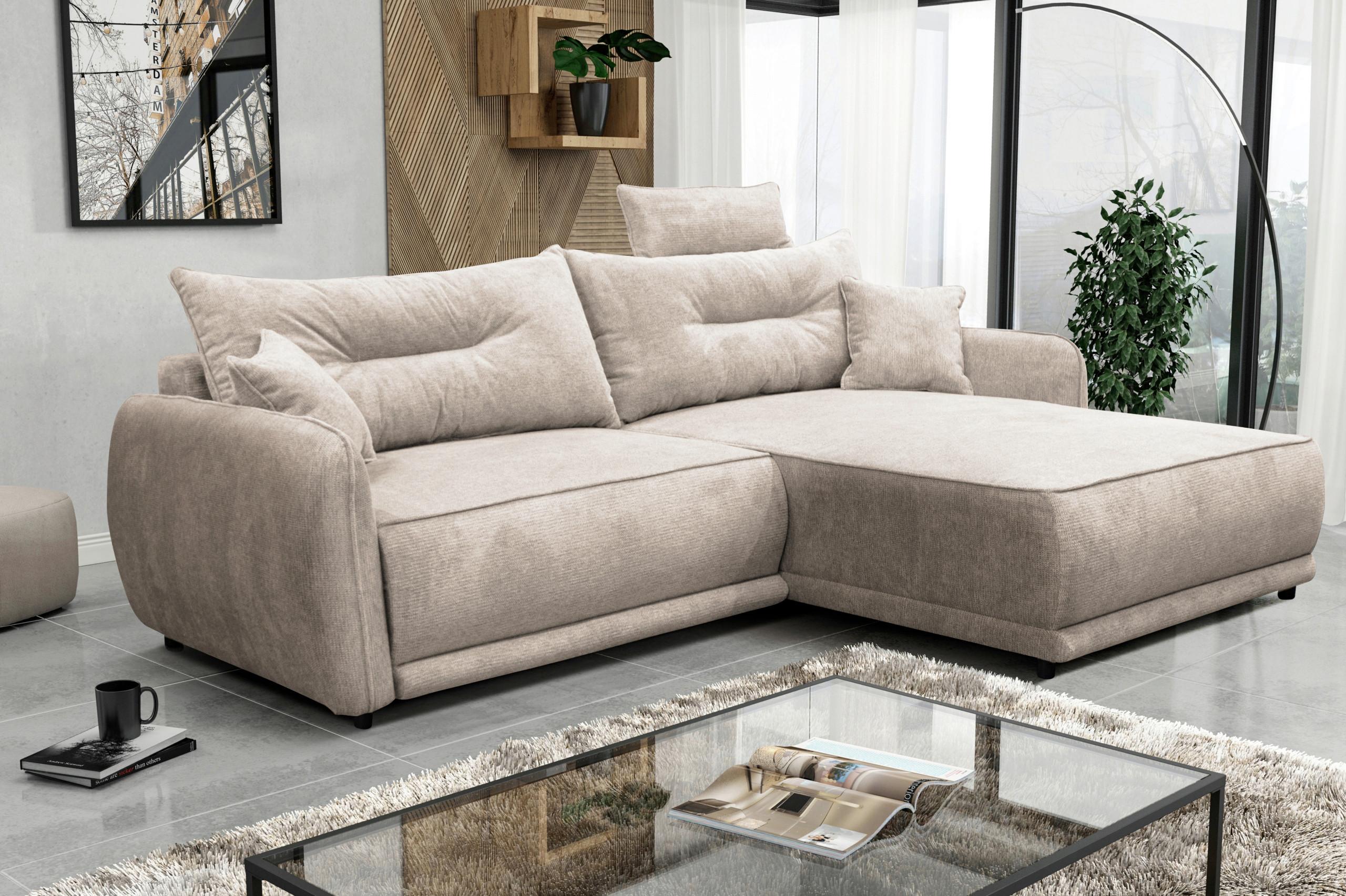 Ecksofa Fresh Beige 264x195 cm - Beige/Schwarz, Design, Textil (264/195cm) - MID.YOU