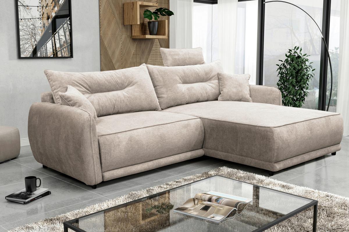 Ecksofa Fresh Beige 264x195 cm - Beige/Schwarz, Design, Textil (264/195cm) - MID.YOU