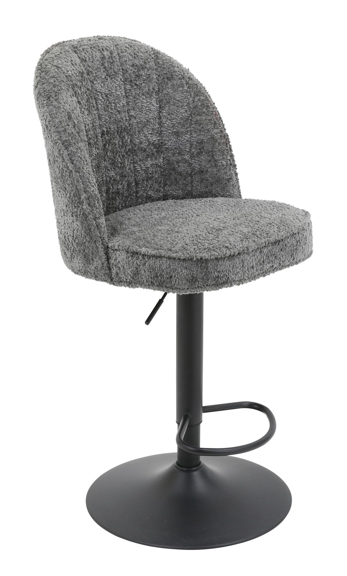 Barová židle Romy, šedá - šedá/černá, Moderní, kov/textil (53/99-119/48cm) - Mömax