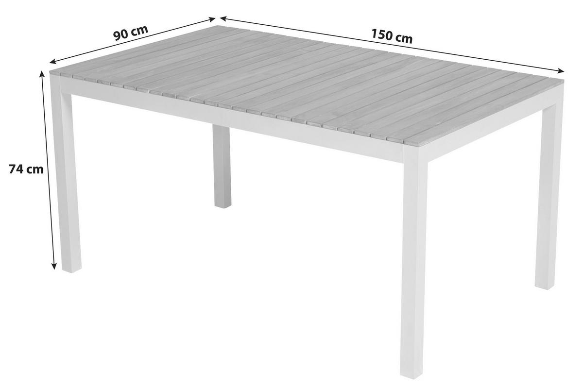 Gartengarnitur 7-tlg. Naxos Akazie/aluminium - Silberfarben/Grau, ROMANTIK / LANDHAUS, Holz/Textil - Gardenson