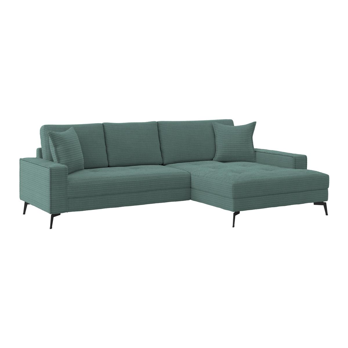 Ecksofa Zero mit Kissen Petrol 286x173 cm - Petrol/Schwarz, Trend, Textil (286/173cm)