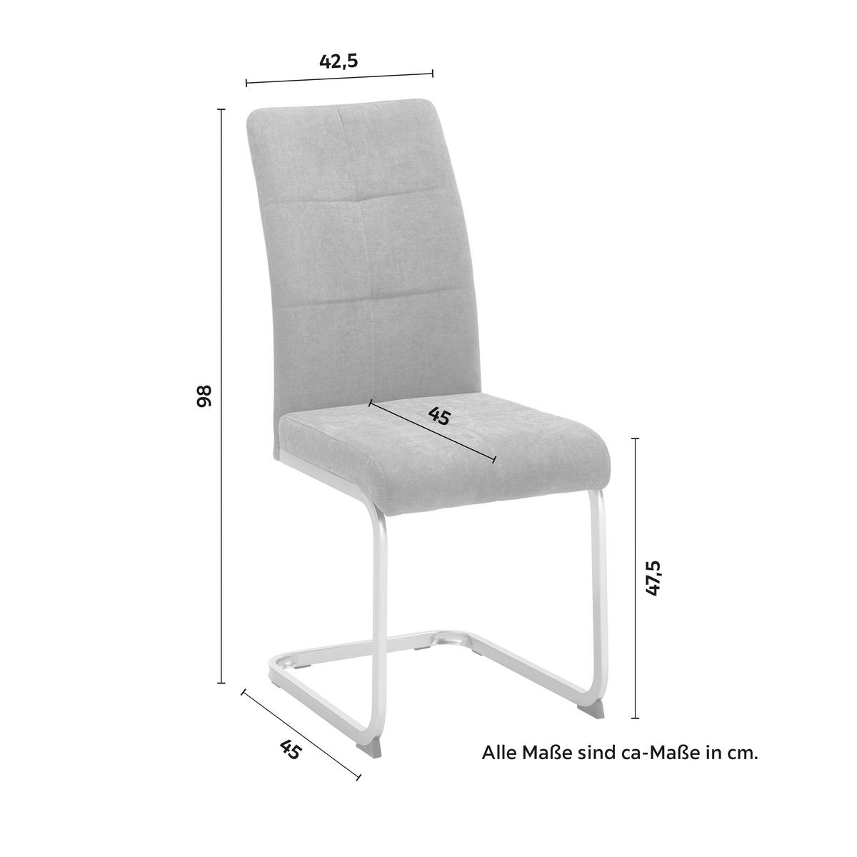 Židle Lucie - šedá/barvy chromu, Moderní, kov/dřevo (42,5/98/45cm) - Modern Living