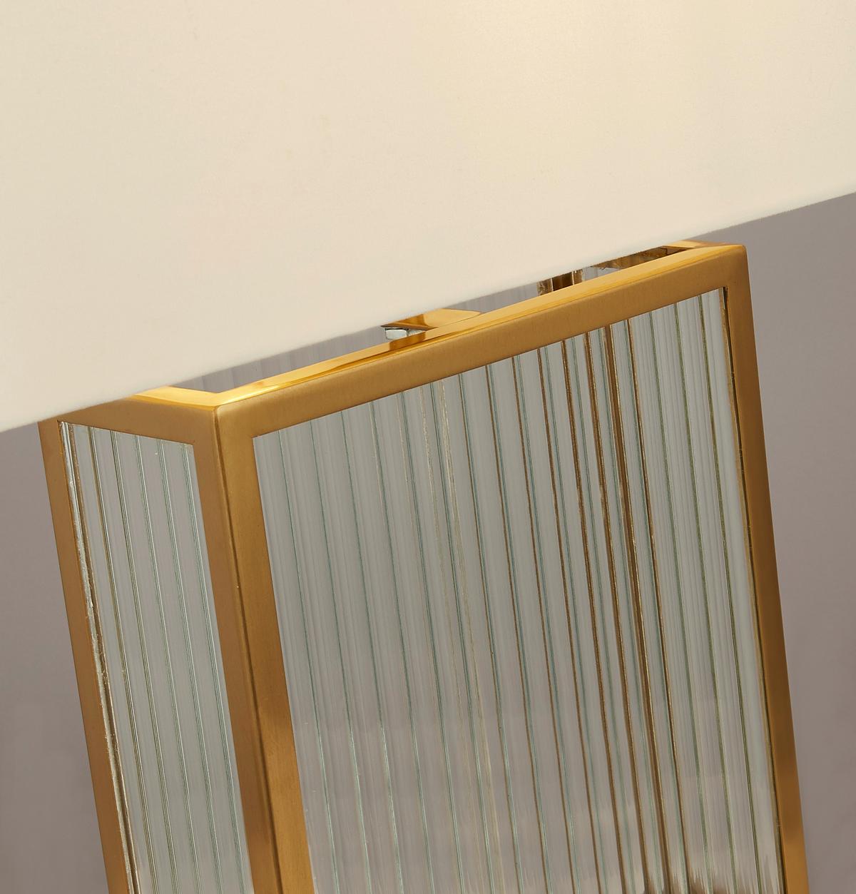 Tischleuchte Eu54210sb Clarendon - Messingfarben/Weiß, KONVENTIONELL, Glas/Kunststoff (40/53/20cm)
