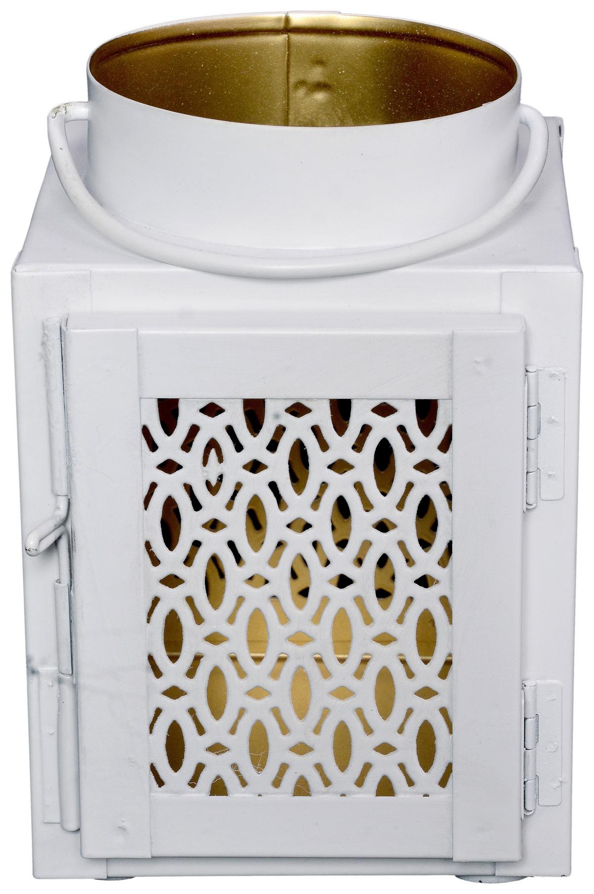 Laterne Leon - Goldfarben/Weiß, KONVENTIONELL, Metall (10/10/14cm) - Luca Bessoni