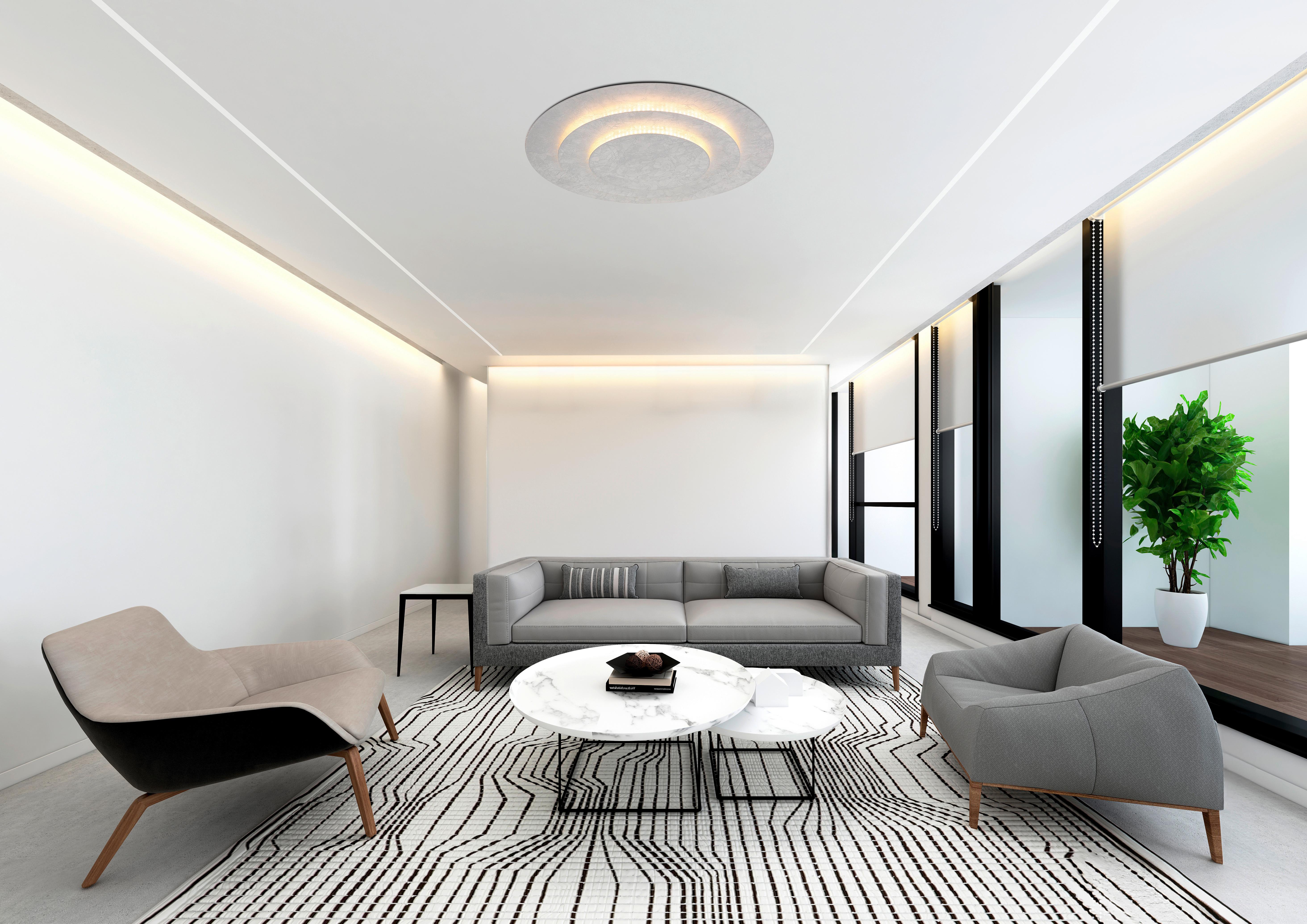 LED-Deckenleuchte 48465-40s Heda - Silberfarben, Design, Metall (49/7,5cm) - Globo