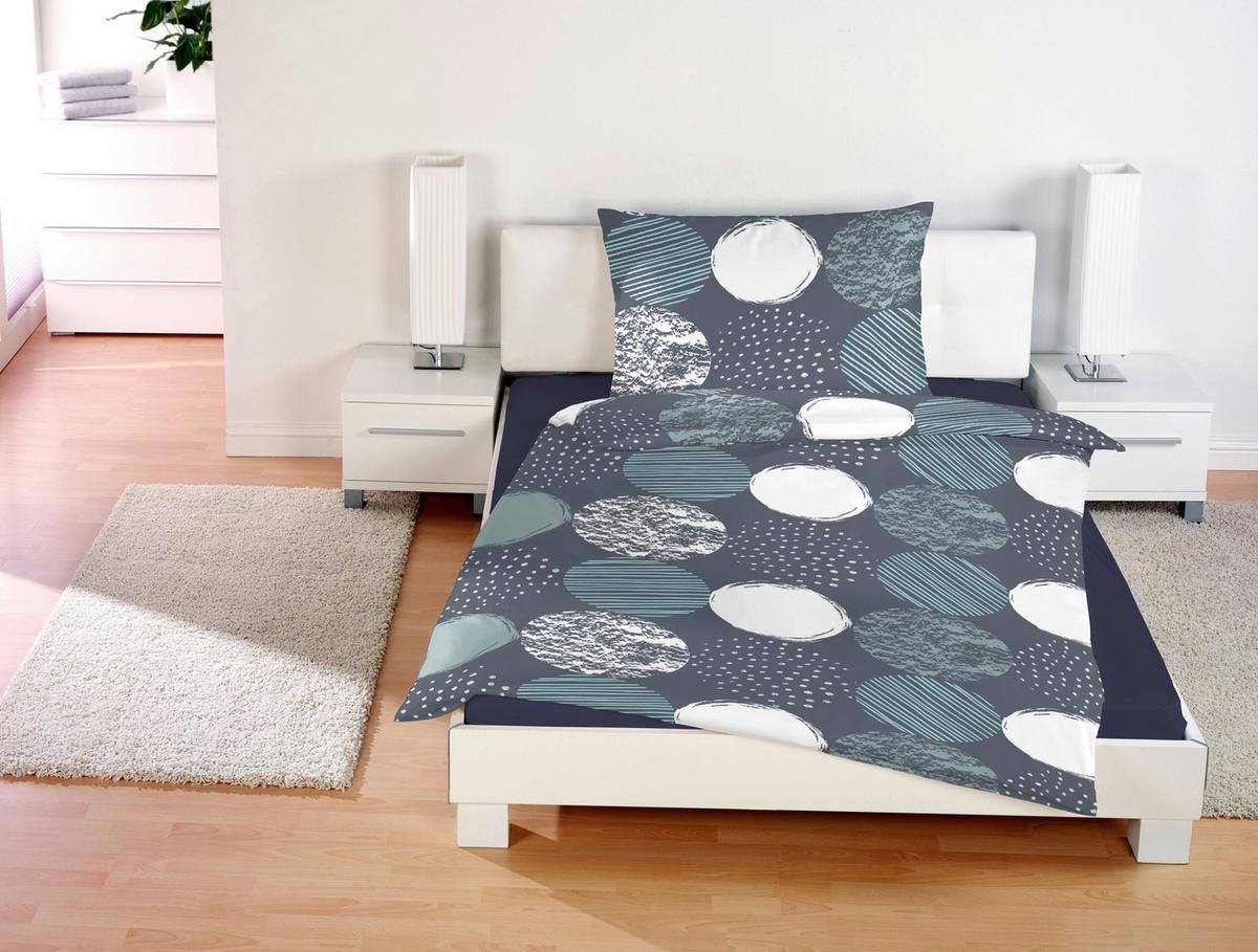 Bettwäsche 140x200 cm Natalia Bunt in verschiedenen Designs - Blau/Beige, KONVENTIONELL, Textil - Ondega