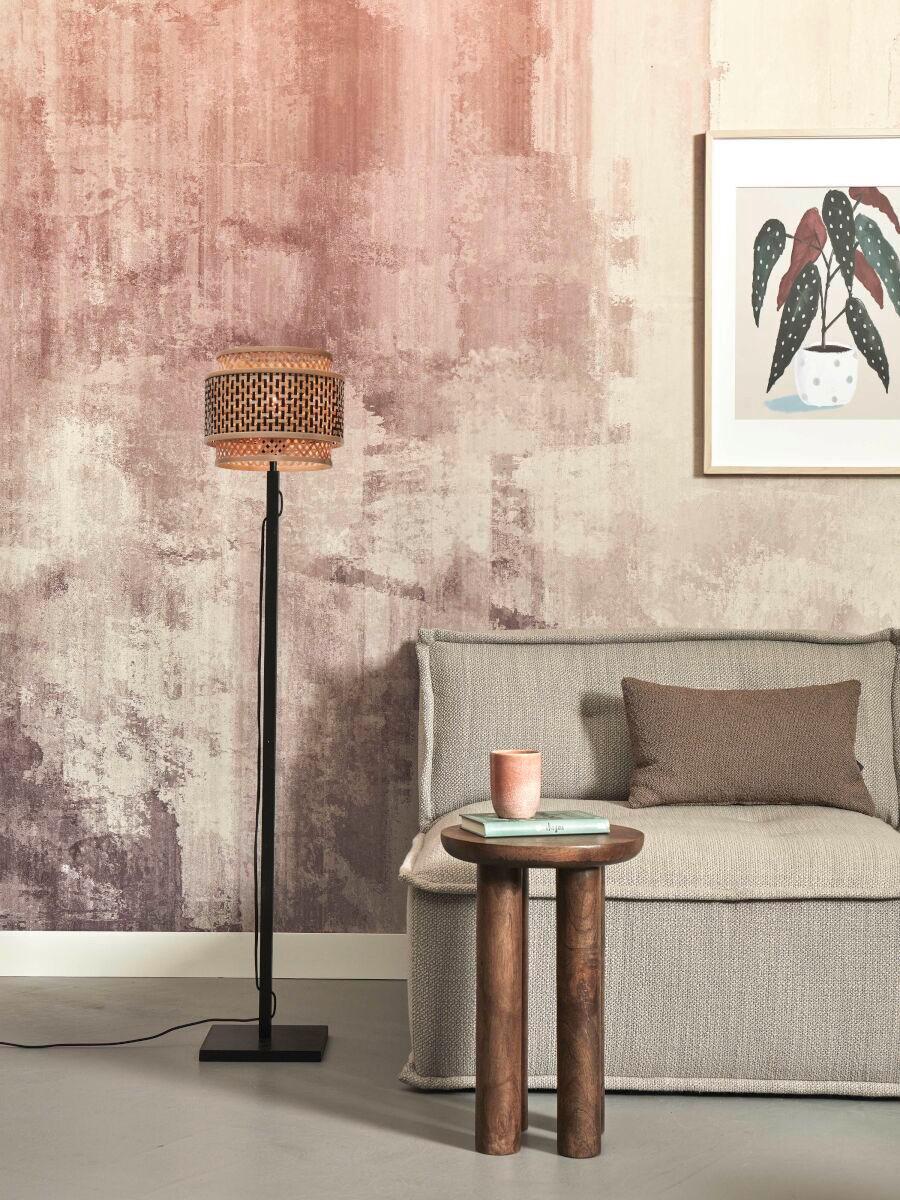 Stehleuchte Bhutan/fs/fj/b/2520/bn - Schwarz/Naturfarben, Trend, Holz (25/130cm) - Good & Mojo