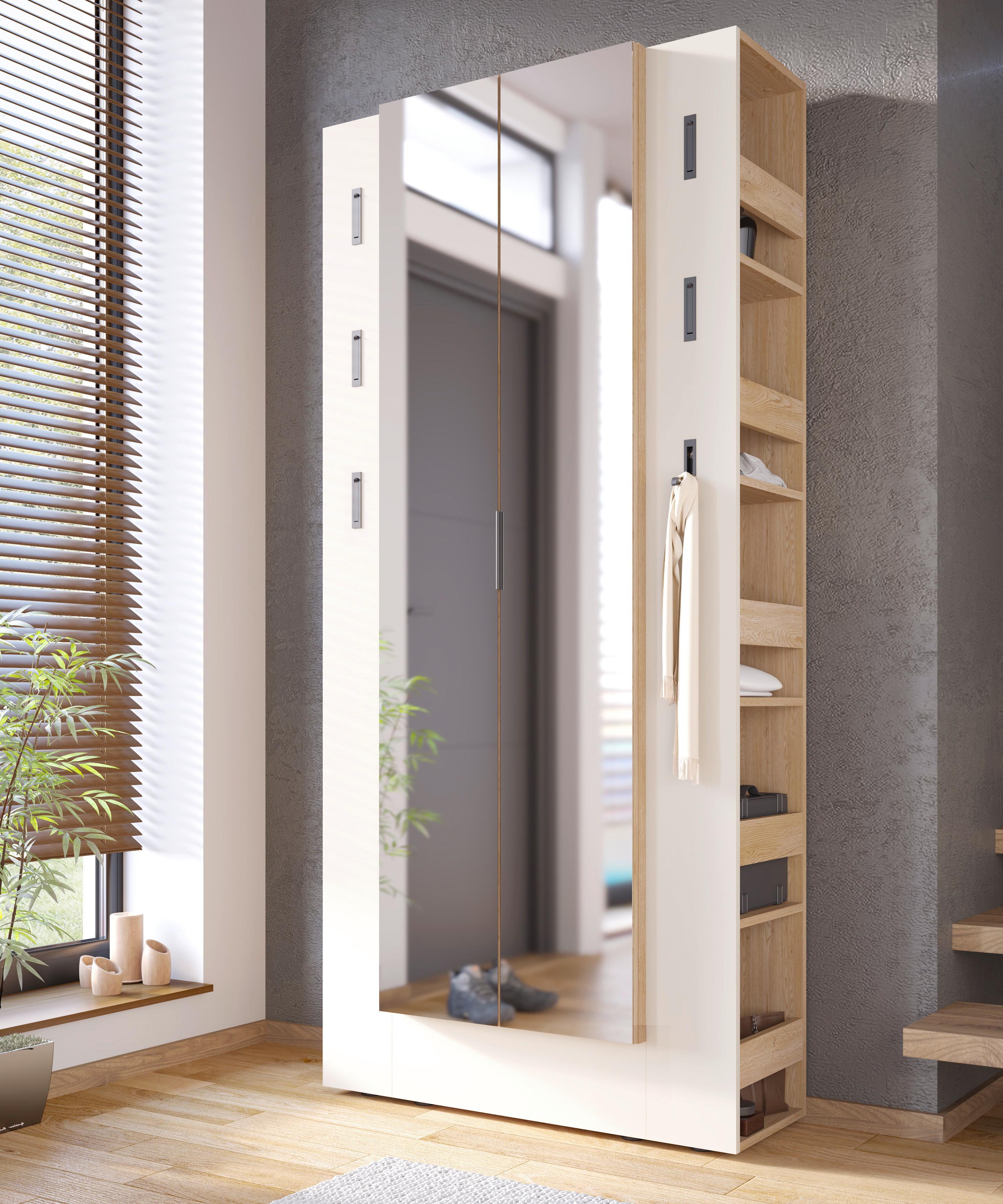 Garderobenschrank Sarina Eichefarben, Kaschmir B: 18 cm - Kaschmir/Eichefarben, Trend, Holzwerkstoff (18/201,5/32,2cm)