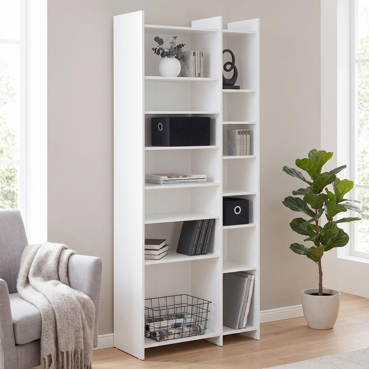 Regal Lenny B: 80cm Weiß LENNY PR 23083-REG/191/80 - Schwarz/Weiß, MODERN, Holzwerkstoff (80/191/31,8cm)