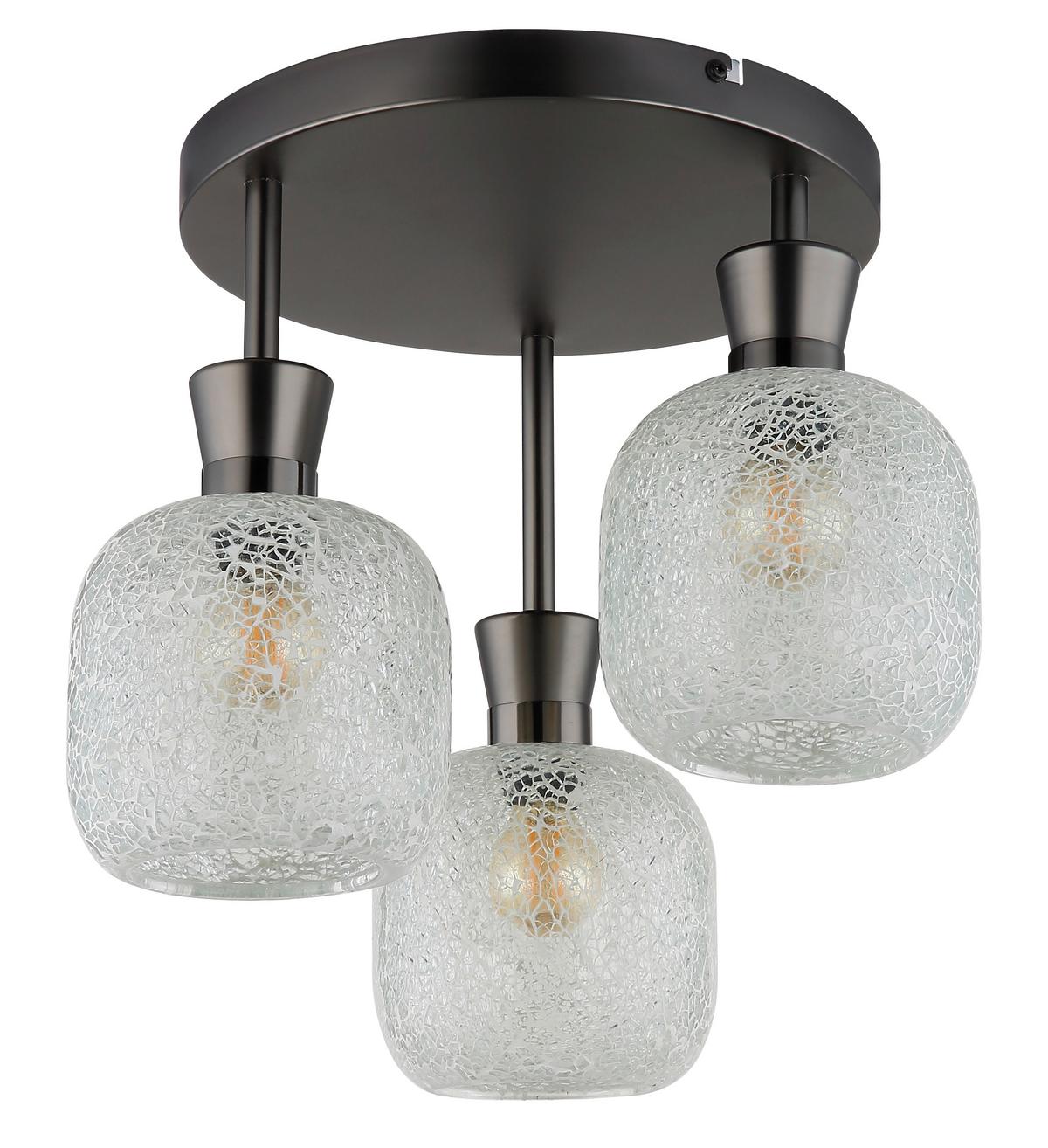 Deckenleuchte Exkl. 3xe14, 40w - Klar/Schwarzchrom, Design, Glas/Metall (33/30,5cm) - Globo