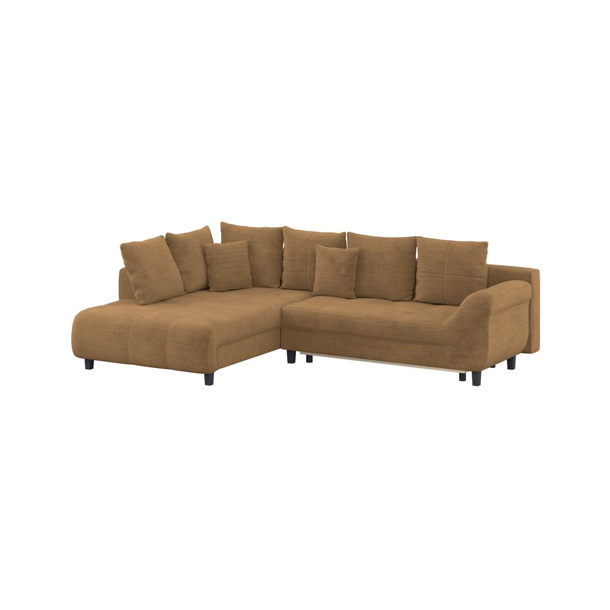 Ecksofa Mit Schlaffunktion Mendoza New Chenille 197x309cm - Rostfarben/Schwarz, KONVENTIONELL, Textil (197/309cm) - Ondega