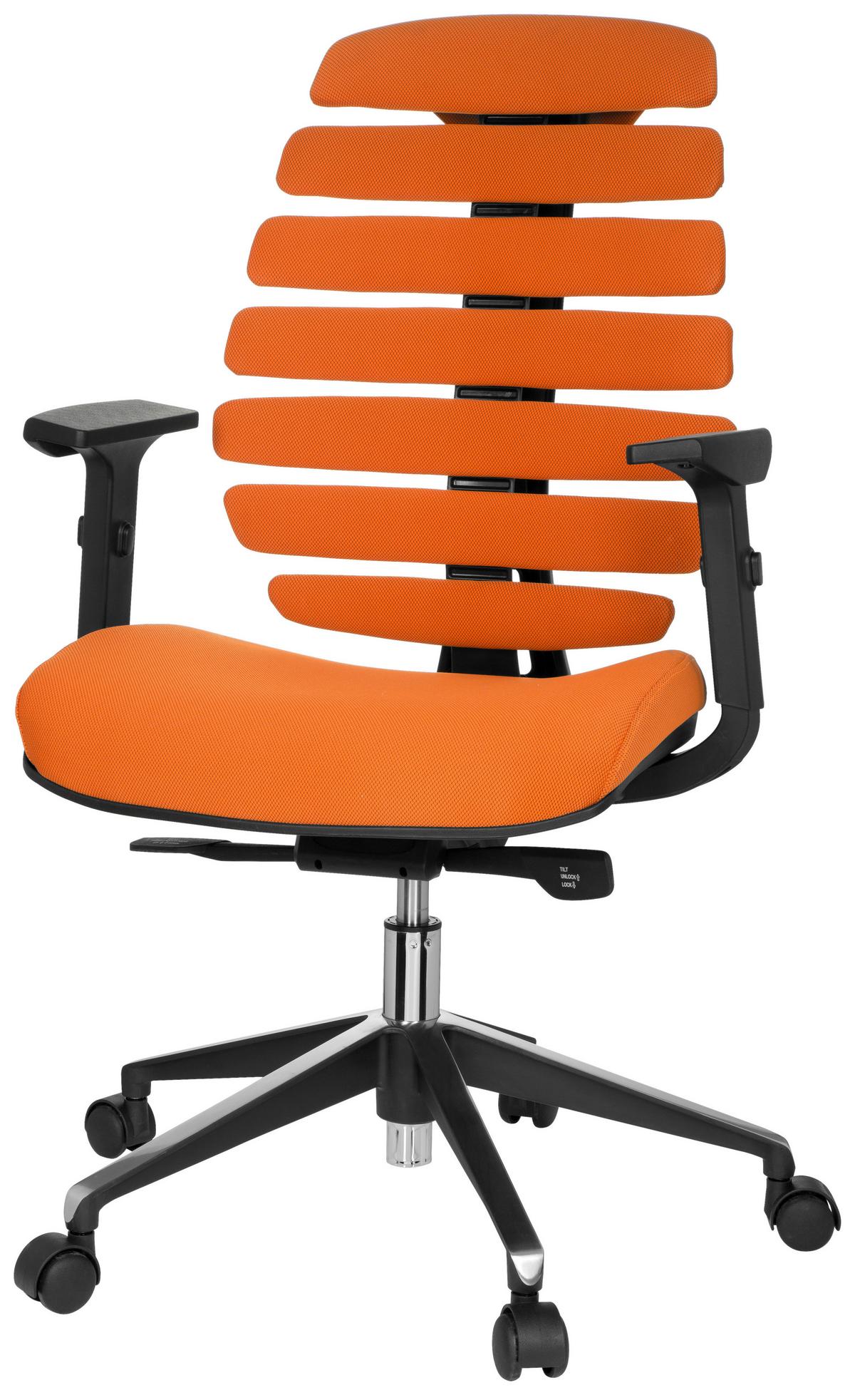 Drehstuhl Ergo Line Ii Orange - Schwarz/Orange, MODERN, Kunststoff/Textil (65/115/50cm) - MID.YOU