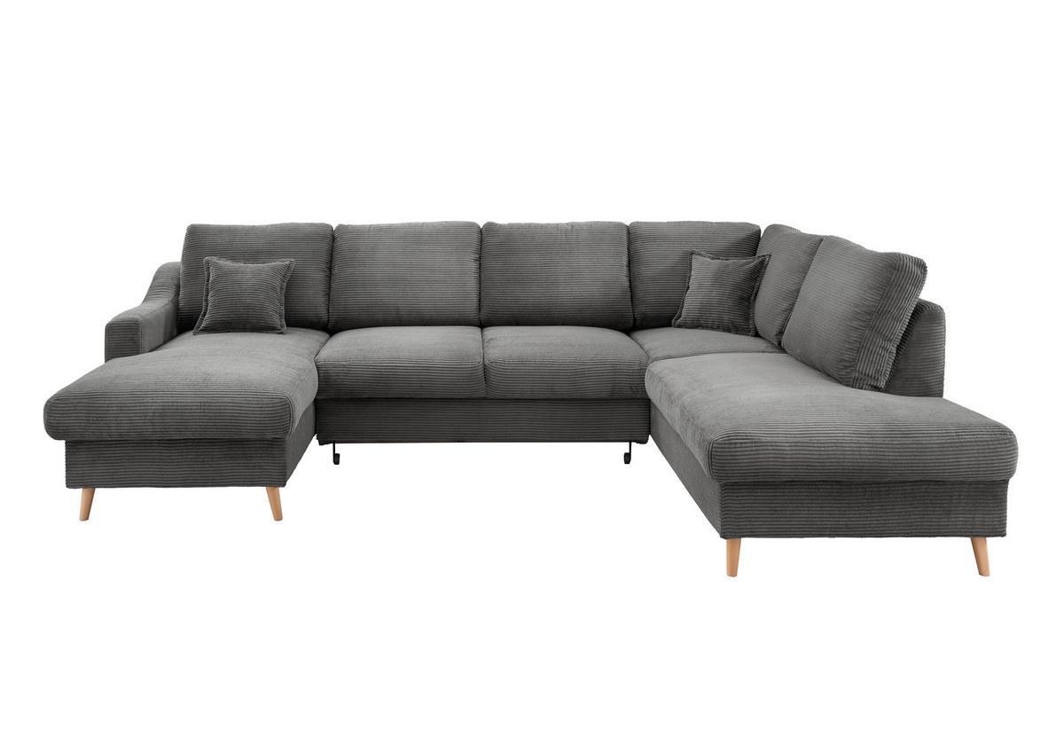 Wohnlandschaft Valentina - Naturfarben/Grau, KONVENTIONELL, Textil (150/301/200cm) - P & B