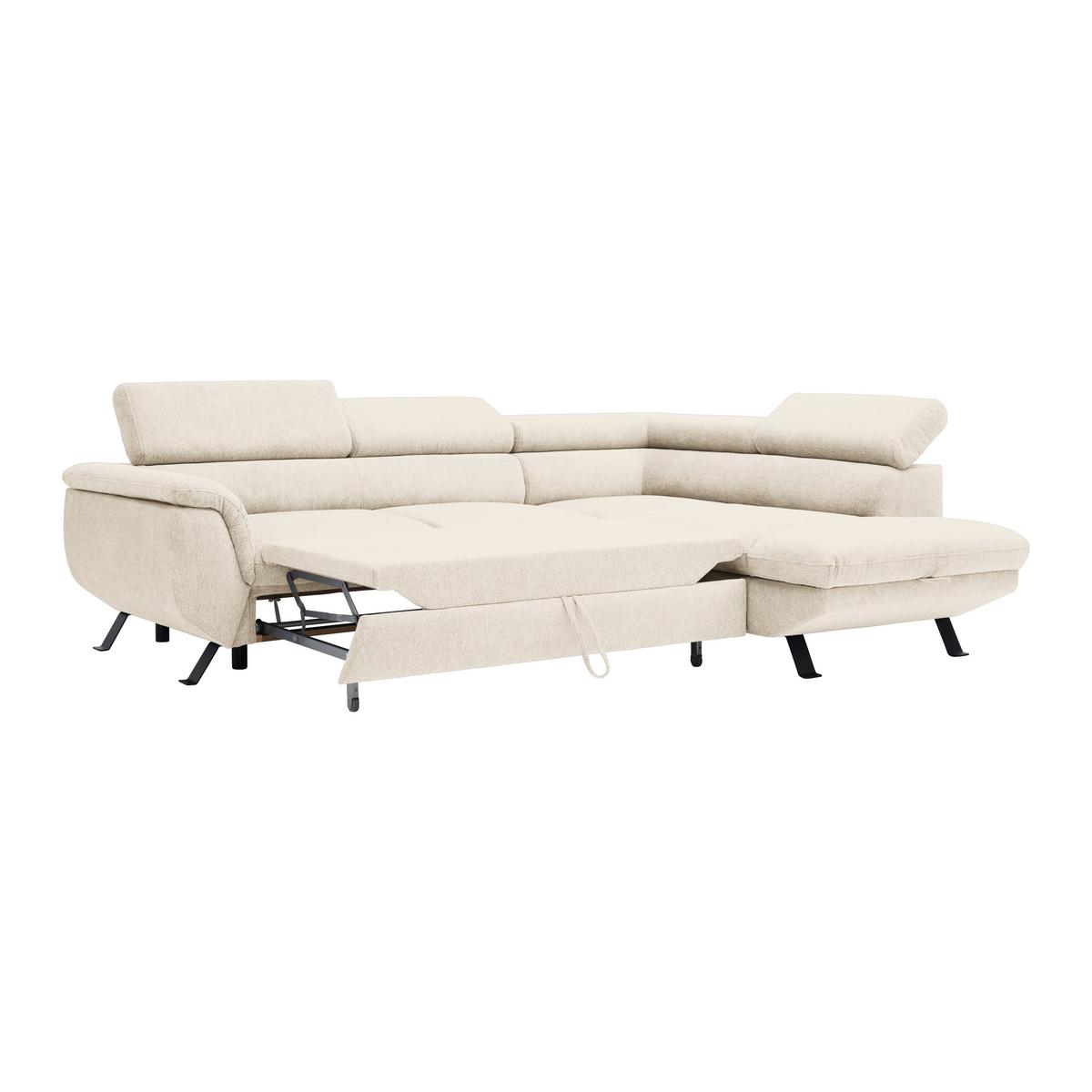 Rohová sedačka RAVEN, pravá, béžová - černá/béžová, Moderní, kov/textil (257/198cm) - Mömax
