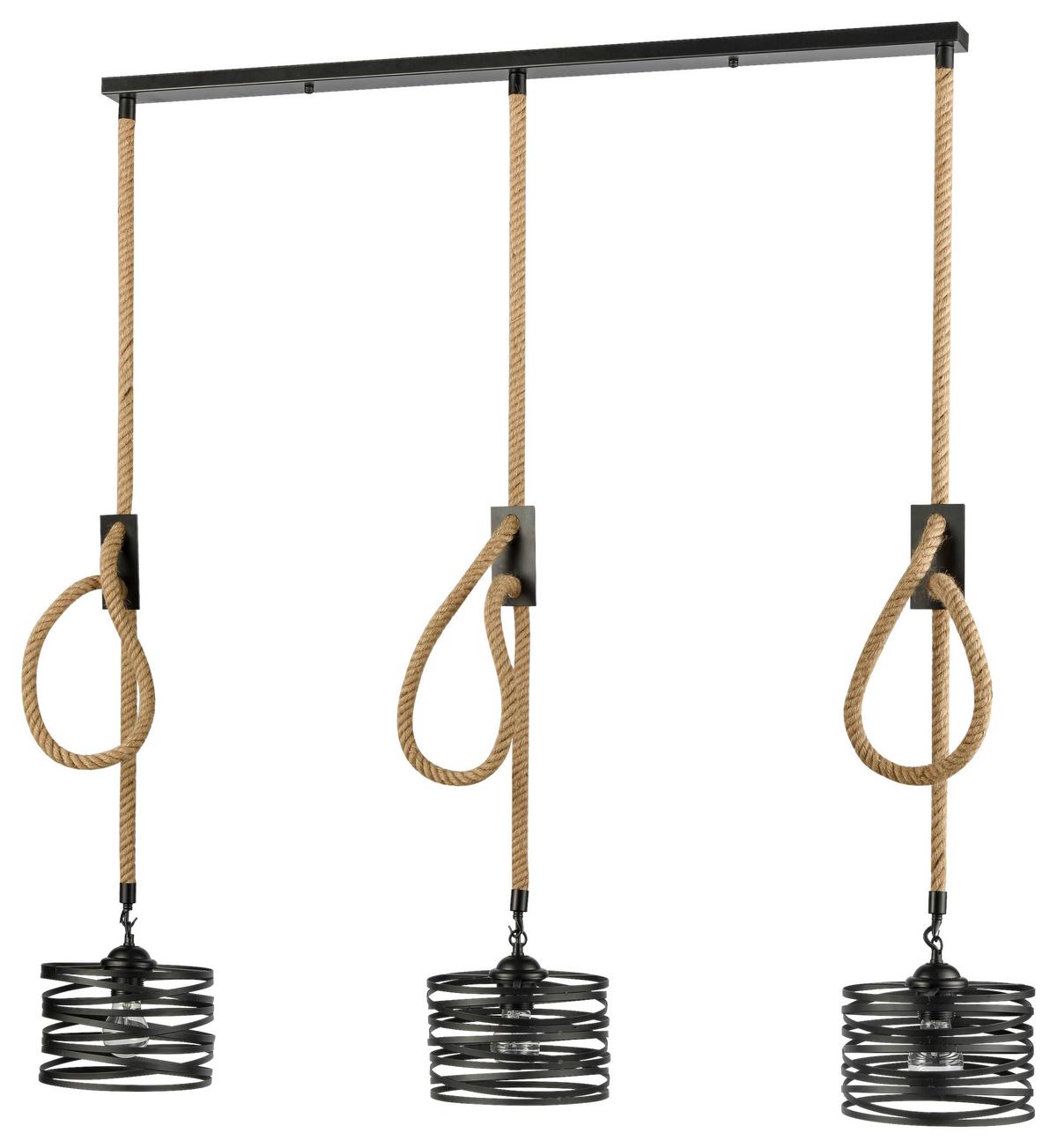 Závěsné svítido ŠxV: 75x100 cm - černá/přírodní barvy, Moderní, kov/přírodní materiály (75/100cm) - Modern Living