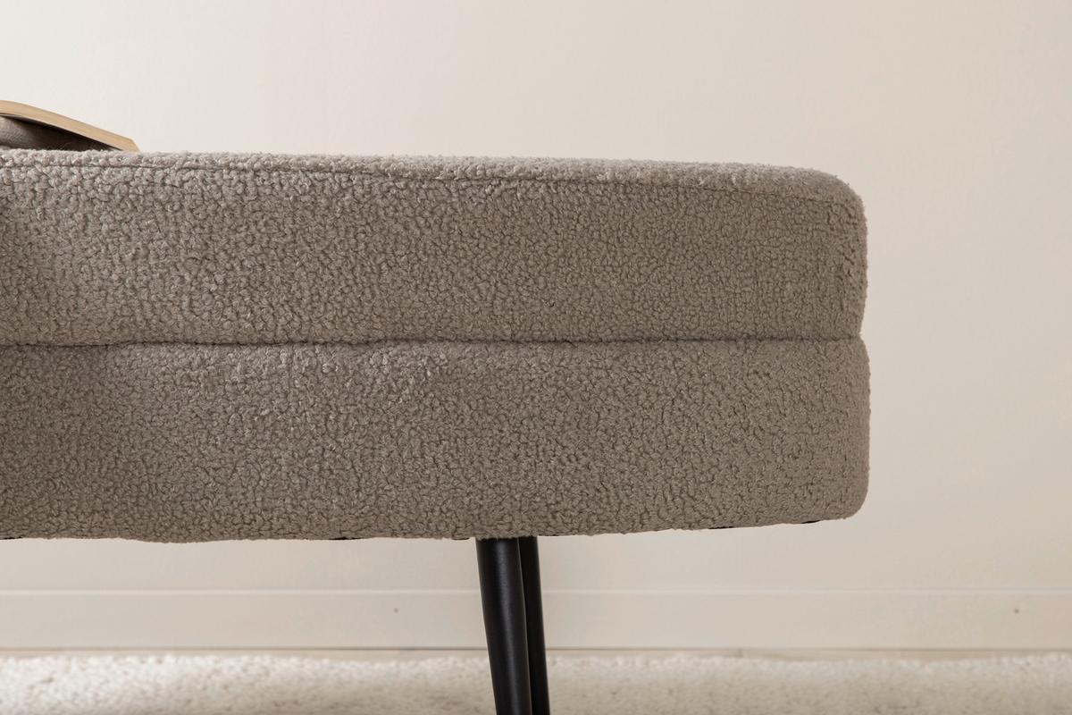 Hockerbank Otto - Greige/Schwarz, Design, Textil/Metall (100/41/40cm) - Livetastic