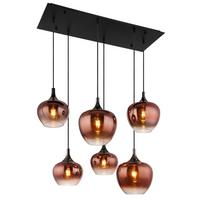 Függőlámpa 15548-6hg - fekete/rézvörös, Basics, Üveg/fém (86/42/120cm) - Globo