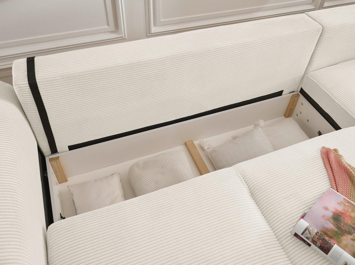 Ecksofa Maureen Creme S: 318x197 Cm - Creme/Schwarz, KONVENTIONELL, Textil (318/197cm) - MID.YOU